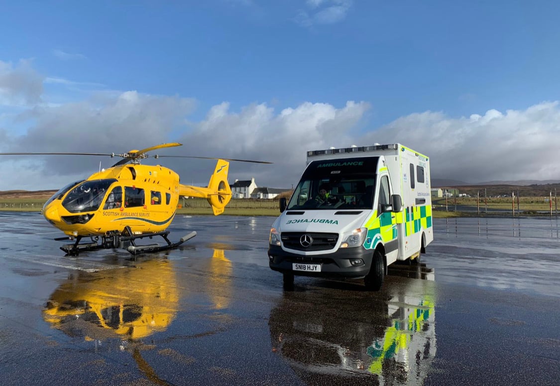 Ambulance and helicopter